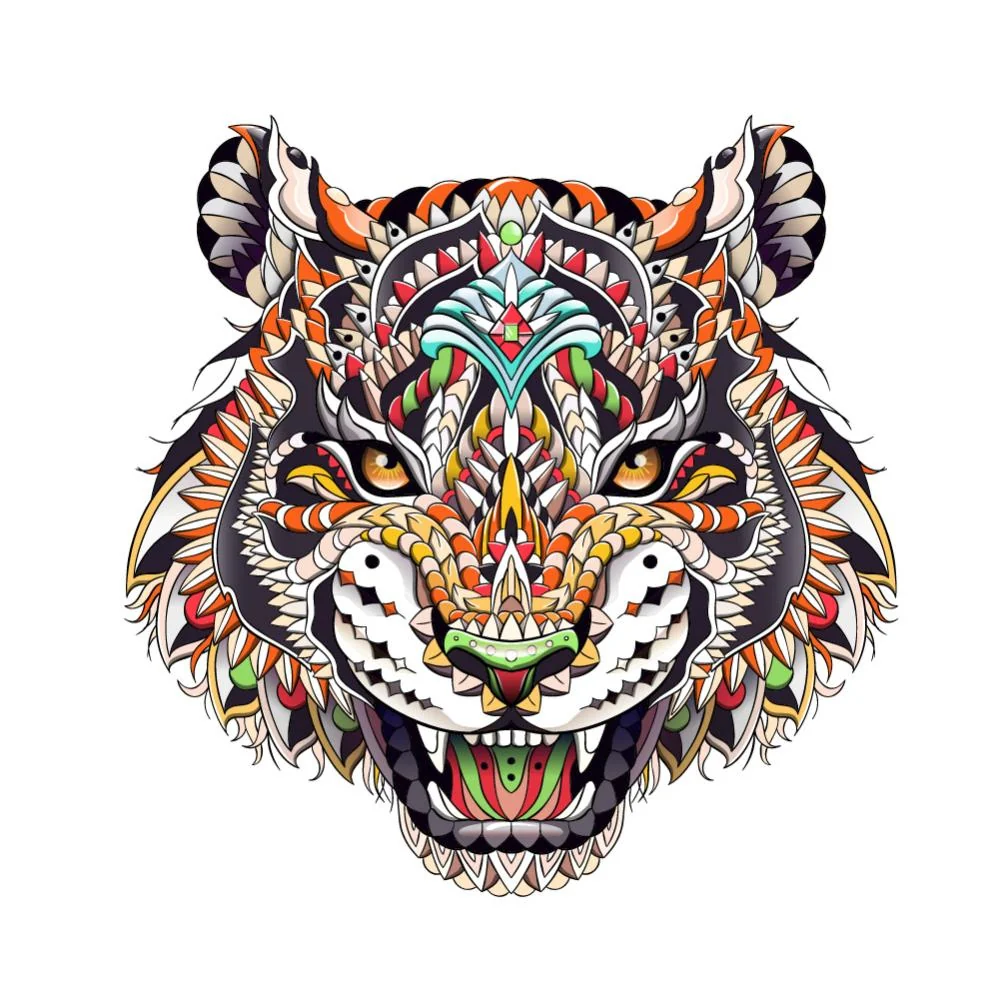 Drevené puzzle Color Tiger/L 220 dielikov, veľkosť L