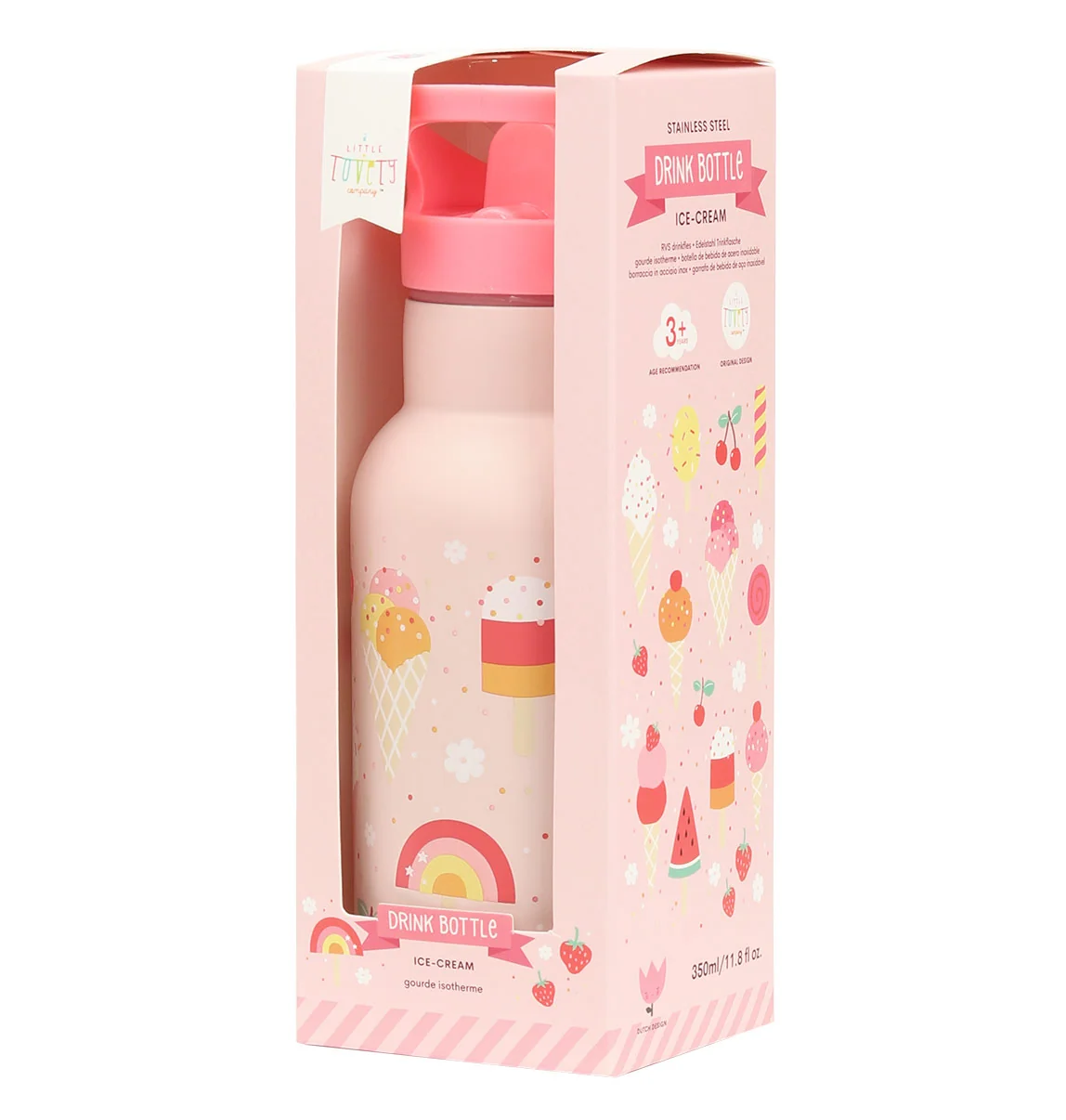 A Little Lovely Company - antikorová fľaša na pitie, 350 ml - zmrzlina