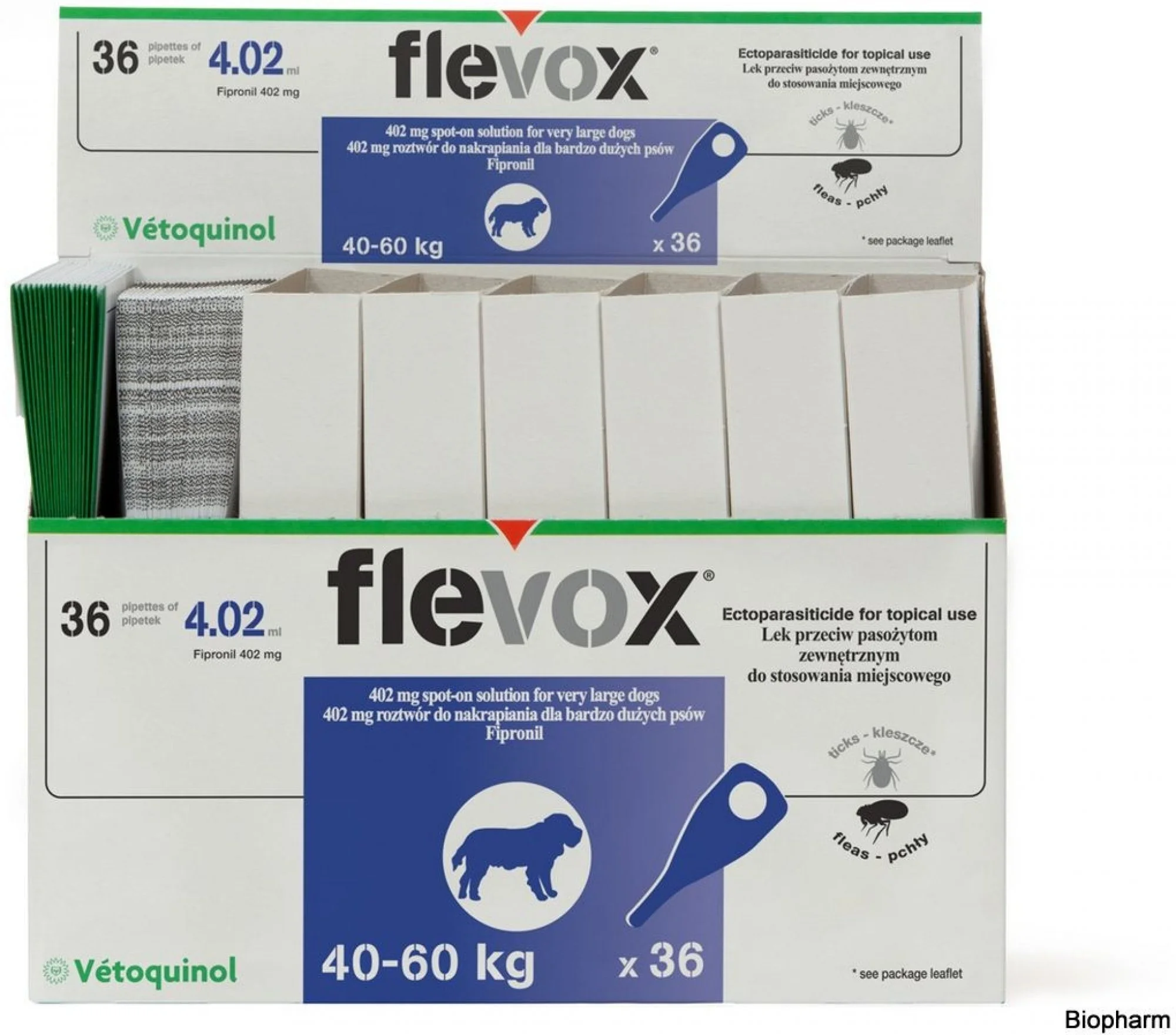 FLEVOX XL 402MG 40-60KG A.U.V. 1×4,02ml, antiparazitikum, 40-60kg