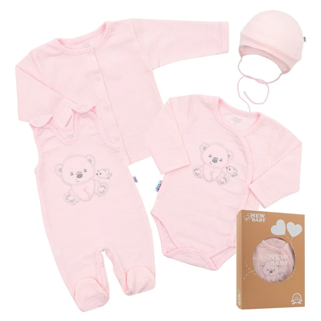 Dojčenská súprava do pôrodnice New Baby Sweet Bear ružová 56