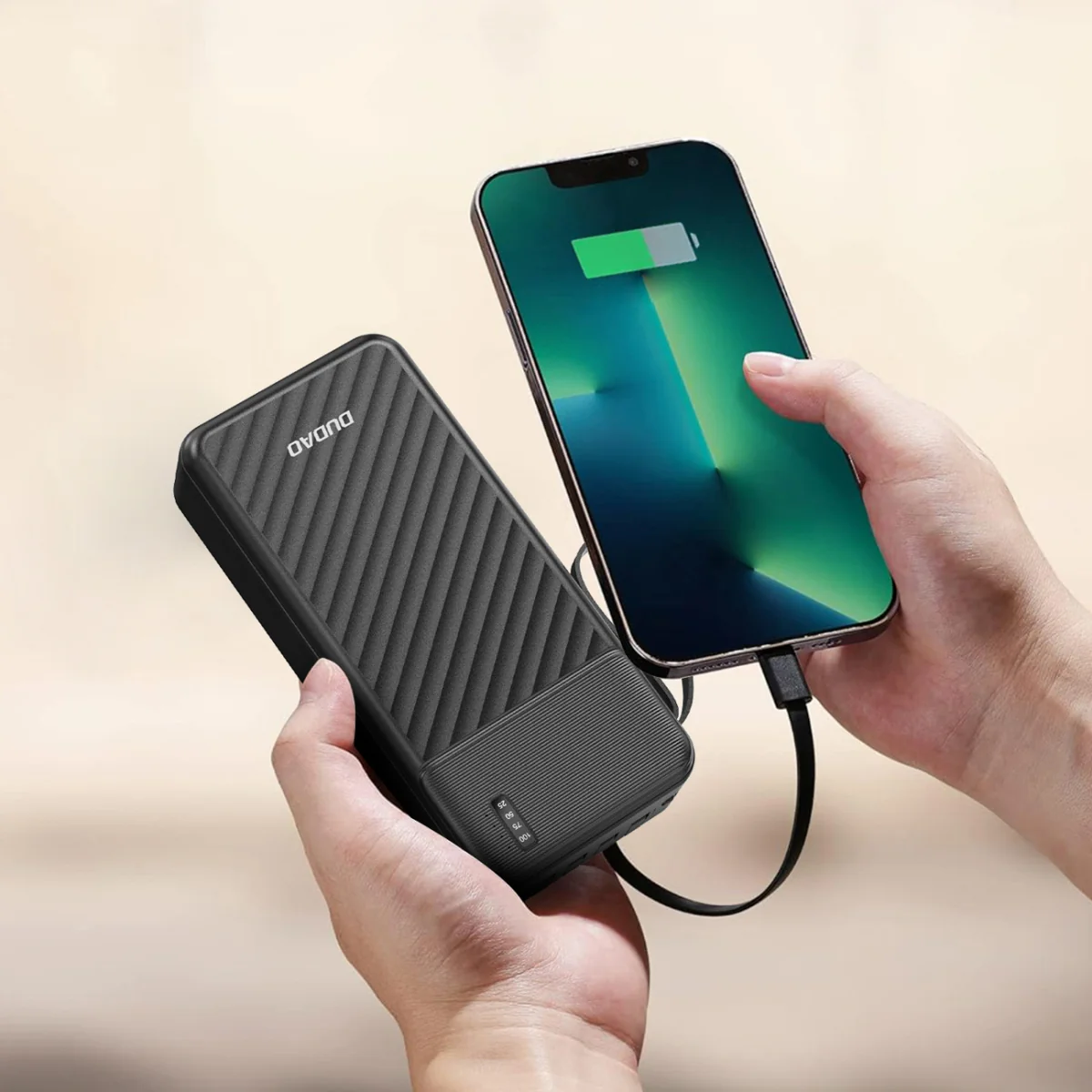Dudao K11 Pro Power Bank 20000mAh + kábel USB / USB-C / Lightning / Micro USB 10W, čierny cro USB 10W, čierny
