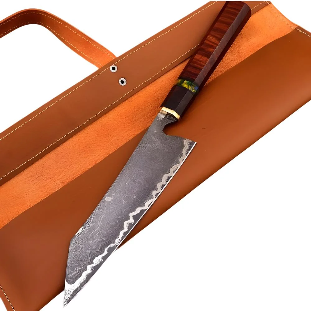 Damaškový kuchynský nôž Kiritsuke hnedá