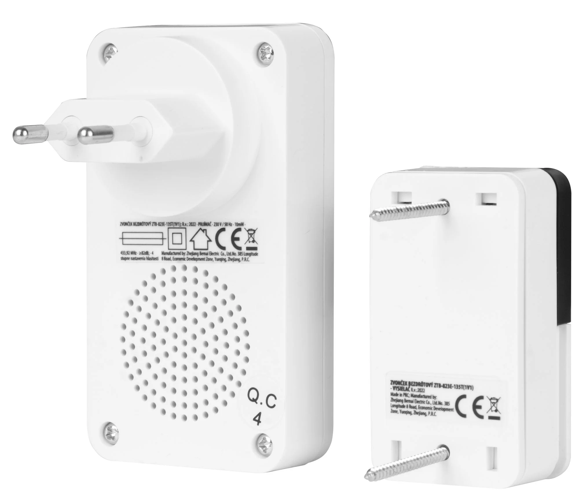 MagicHome bezdrôtový domový zvonček Intelligent4, 1 ks Do zásuvky, 230 V, IP44