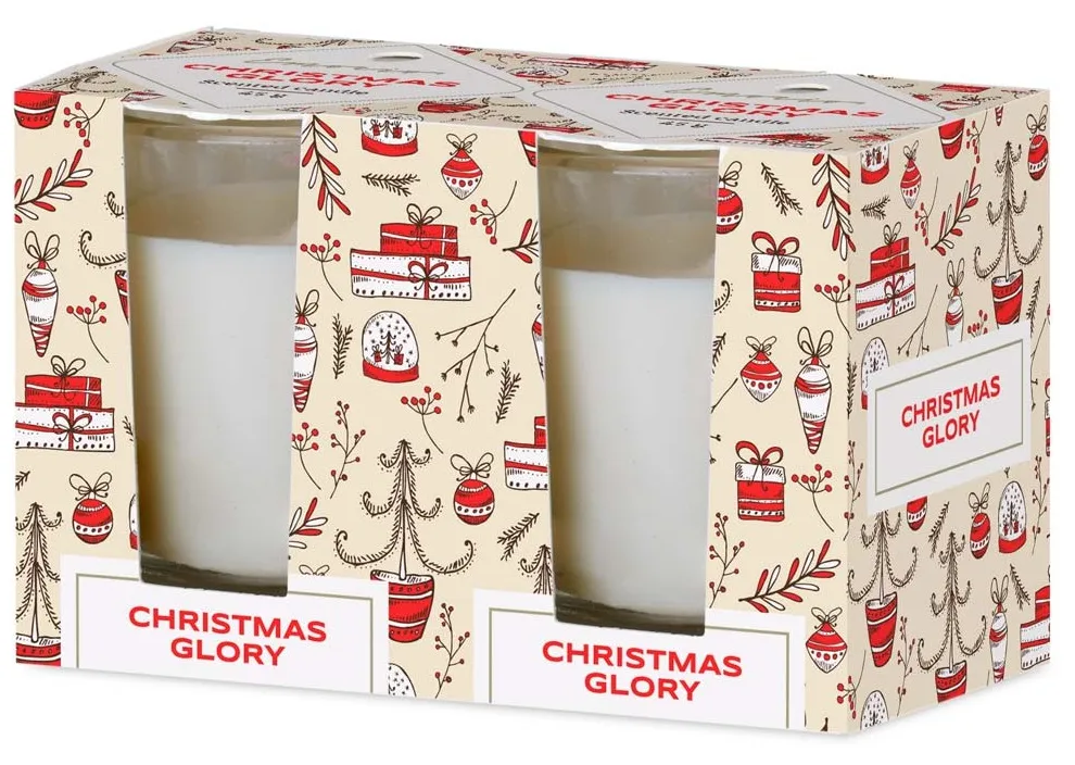 Emocio Sklo 52x65 mm 2ks v krabičce Christmas Glory - Cookie and Cream, vonná svíčka