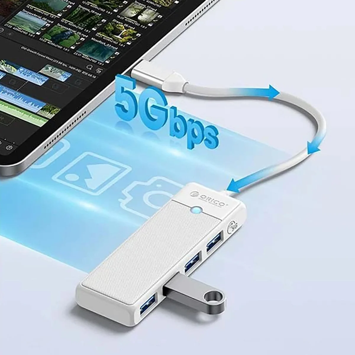 Orico PAPW4A-C3 USB-C HUB adaptér 4x USB 3.0 0.15m, biely