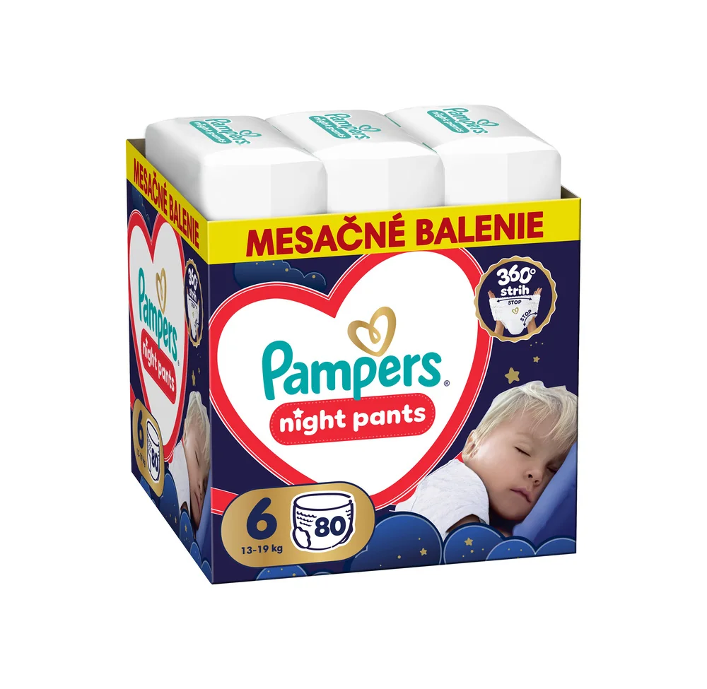 Pampers Pants Night plienkové nohavičky veľkosť 6, 13kg-19kg 80 ks