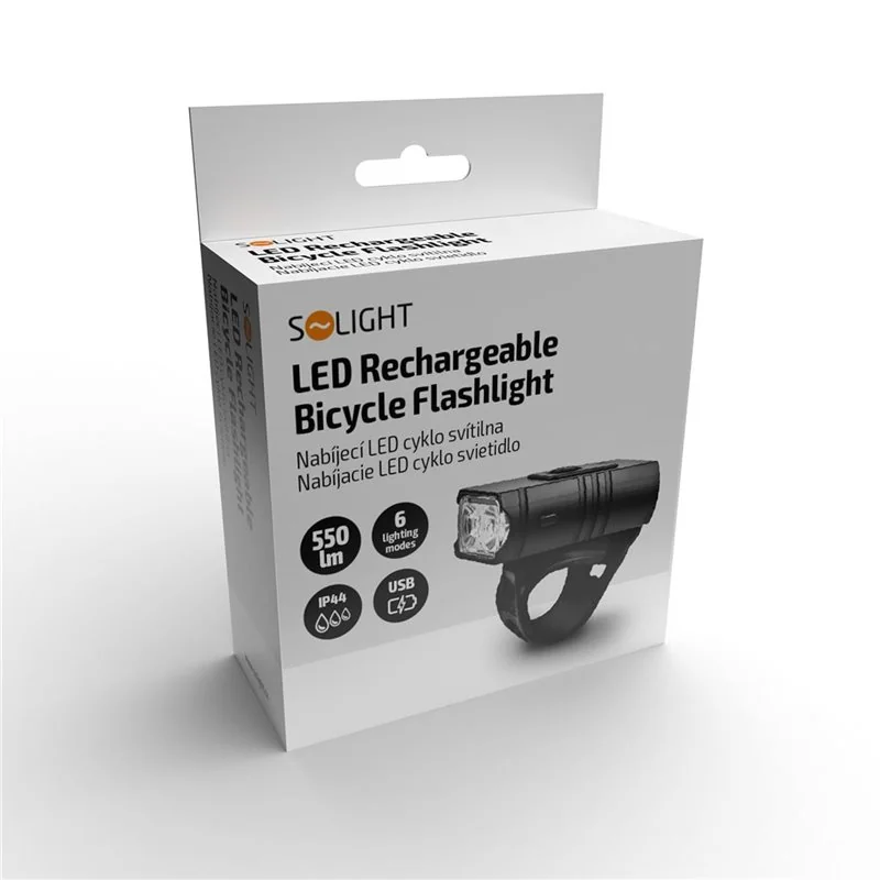 Svietidlo na bicykel nabíjateľné LED SOLIGHT WN38 predné
