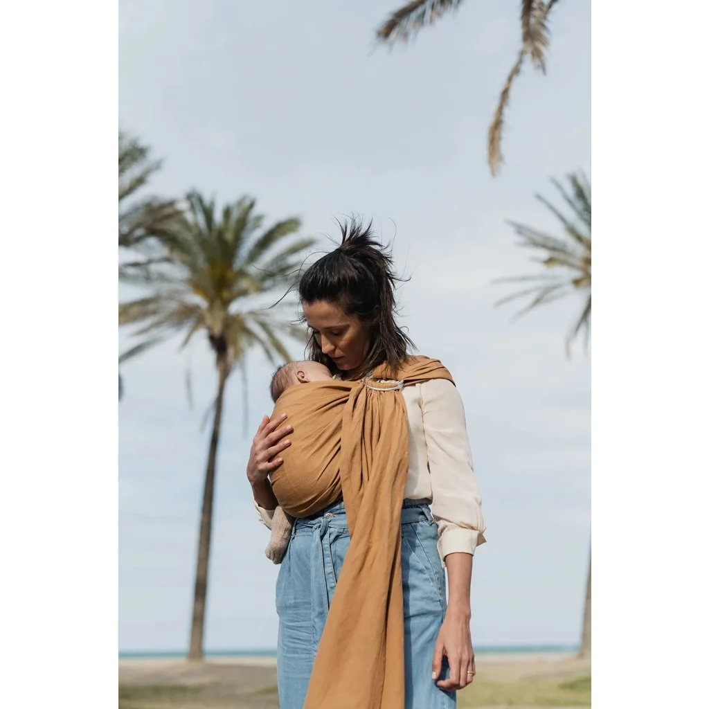 Boba Ring Sling detský nosič/šatka ľan/bambus, hnedá