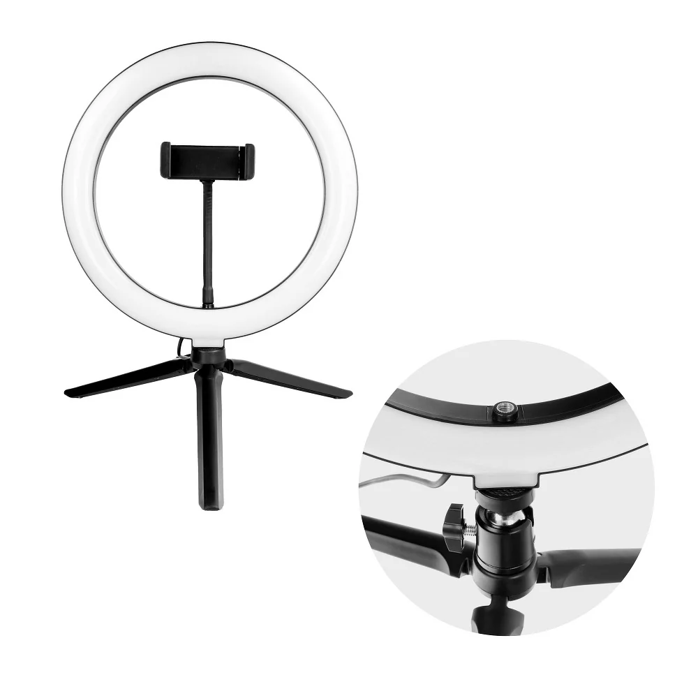 MG Selfie Ring Fill kruhové LED svetlo 10'' + mini statív, čierne