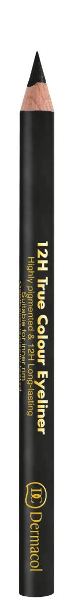 Dermacol ceruzka na oči 12H True Colour Eyeliner č.8 1×1 ks, drevená ceruzka na oči, čierna