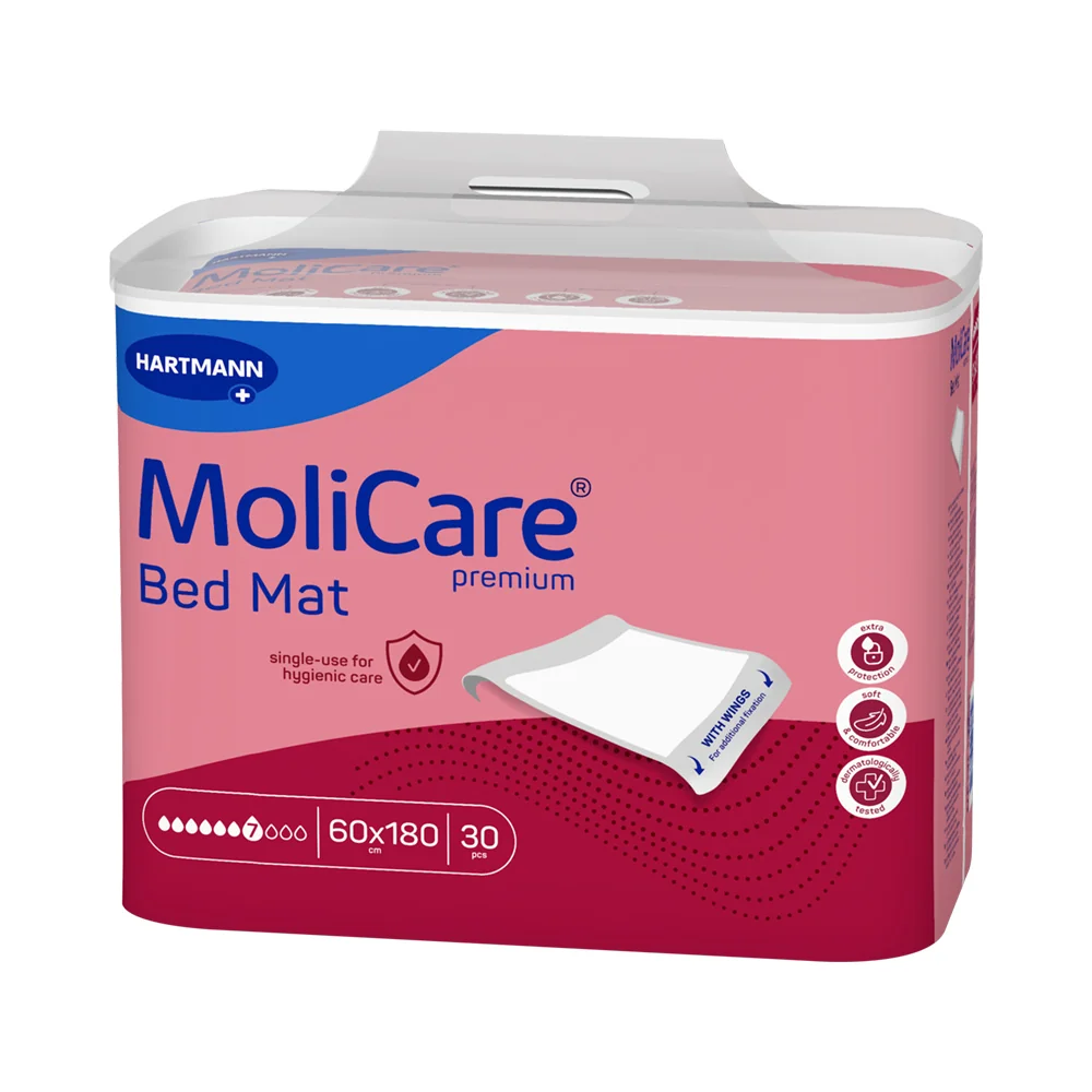 MoliCare Premium Bed Mat 7 kvapiek wings, absorpčná podložka s krídelkami, 60x90 cm, rozmer s krídelkami 60x180 cm 1×30 ks