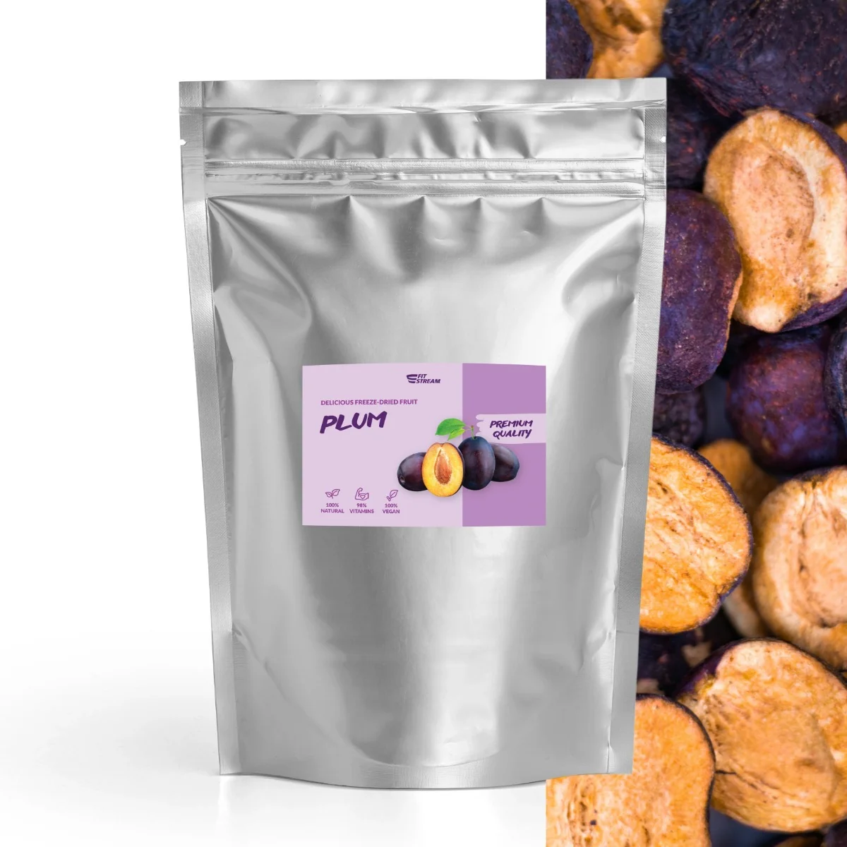 FitStream lyofilizované ovocie - Slivky 400 g 1×400 g, lyofilizované ovocie