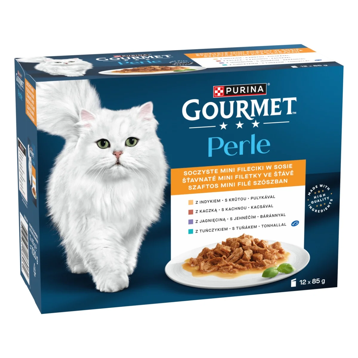 Gourmet Perle kapsičky pre mačky morka, kačica, jahňacie, tuniak v šťave 12×85 g 1×1 ks