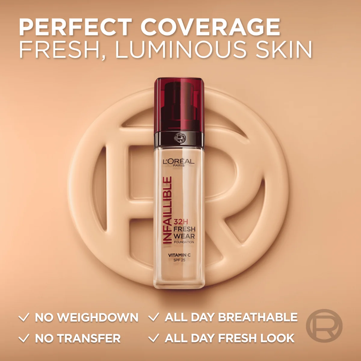 L´Oréal Paris Infaillible 32h Fresh Wear make-up 100 Linen, 30 ml 1×30 ml, dlhotrvajúci make-up