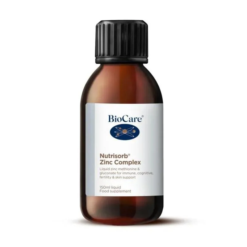 Biocare Nutrisorb® Tekutý Zinok - Glukonát zinočnatý + Zinok l-metionín, 150 ml