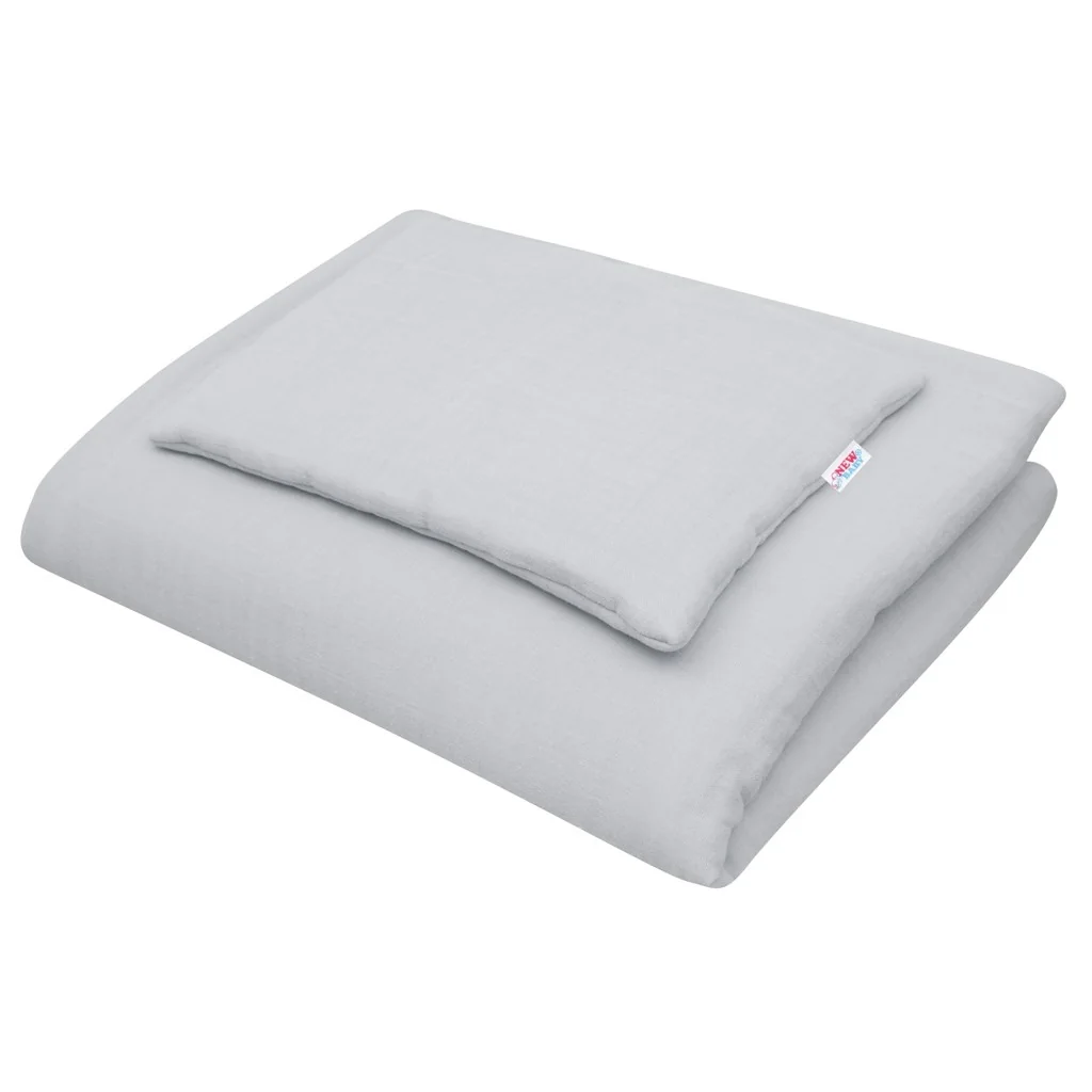 Mušelínový set do postieľky s výplňou New Baby 100x70 cm svetlo