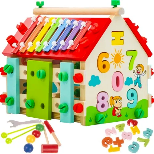 Multifunkčný drevený edukačný domček pre deti House Wood