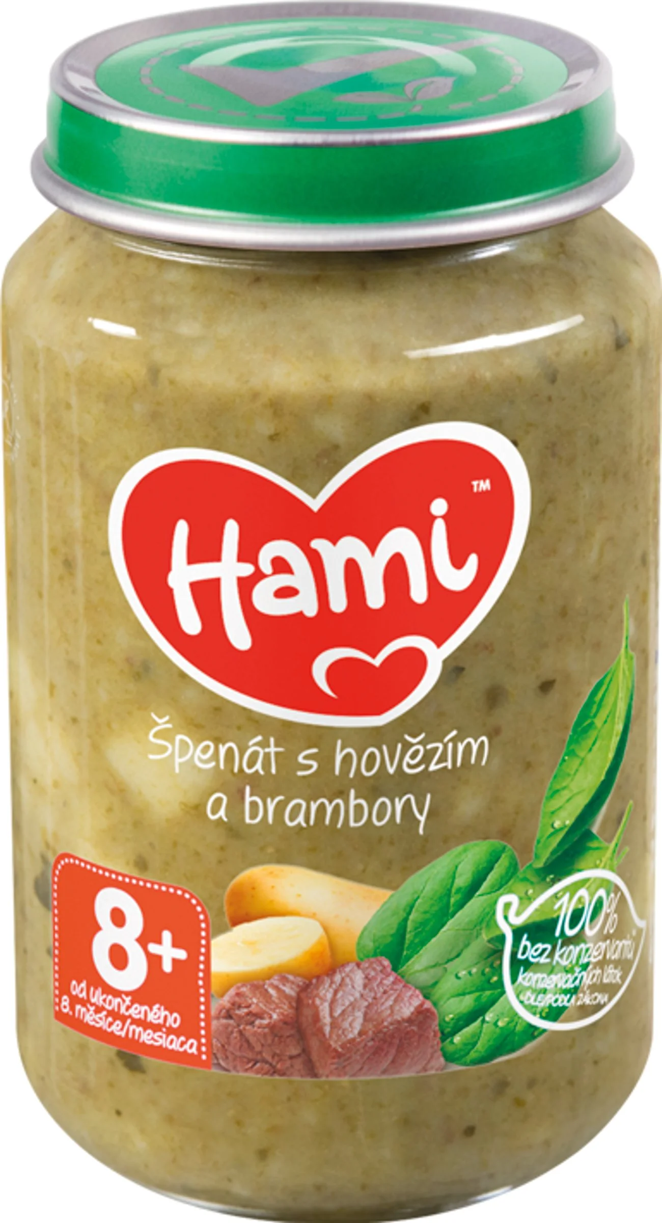 Hami príkrm Špenát s hovädzím a zemiakmi 1x200 g, detská výživa