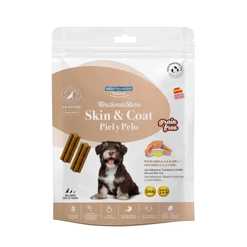 Tyčinky pre psy pre lepšiu srsť Skin and Coat lososová, 110 g