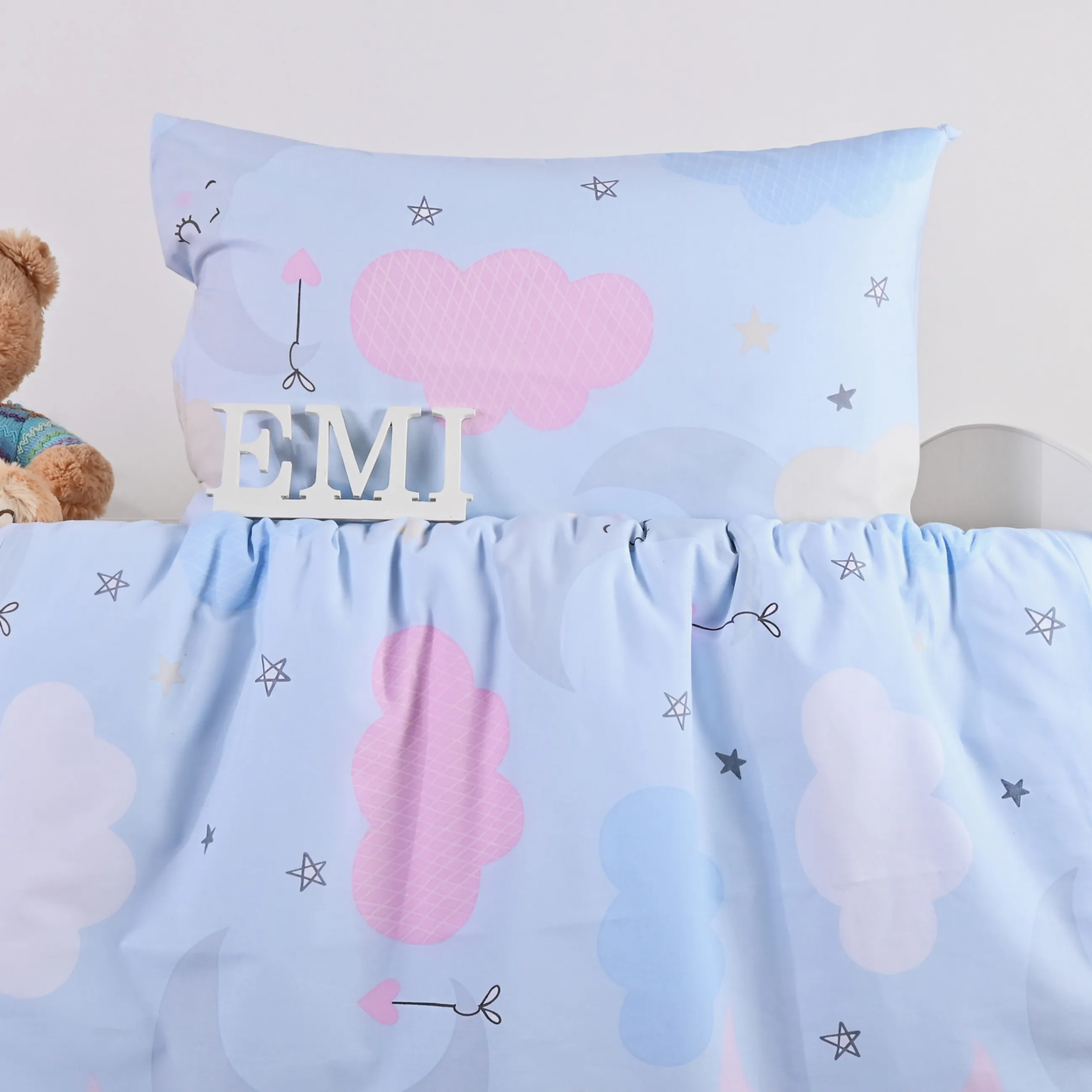 EMI detské posteľné obliečky  bavlnené Heaven modré 1×1ks, detské posteľné obliečky