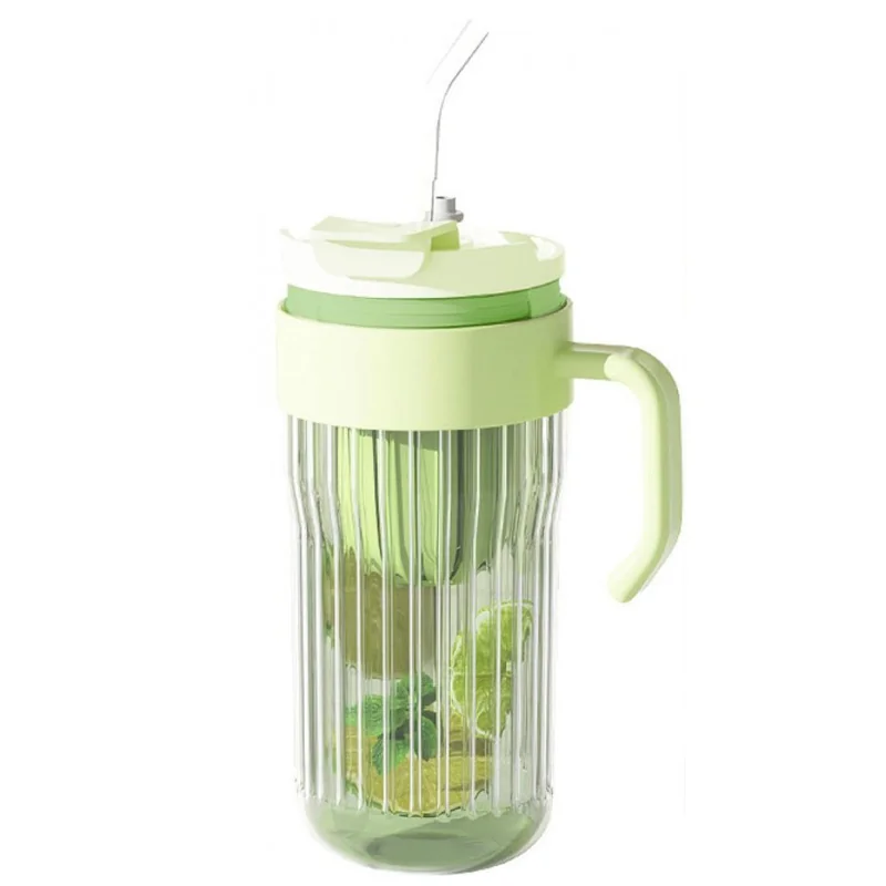 Livefy pohár so slamkou Ribbed 550ml, zelený 