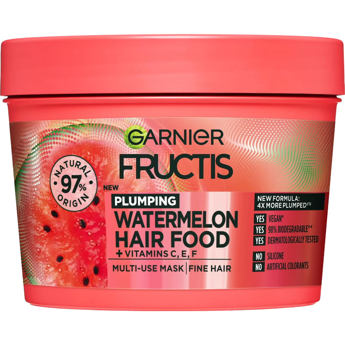 Garnier Fructis Hair Food Watermelon 3v1 maska na jemné vlasy bez objemu, 400 ml 1×400 ml, maska na vlasy