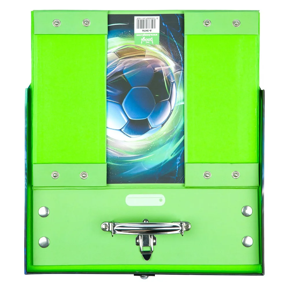 Skladací školský kufrík Futbalová lopta s kovaním 33x23x10 cm