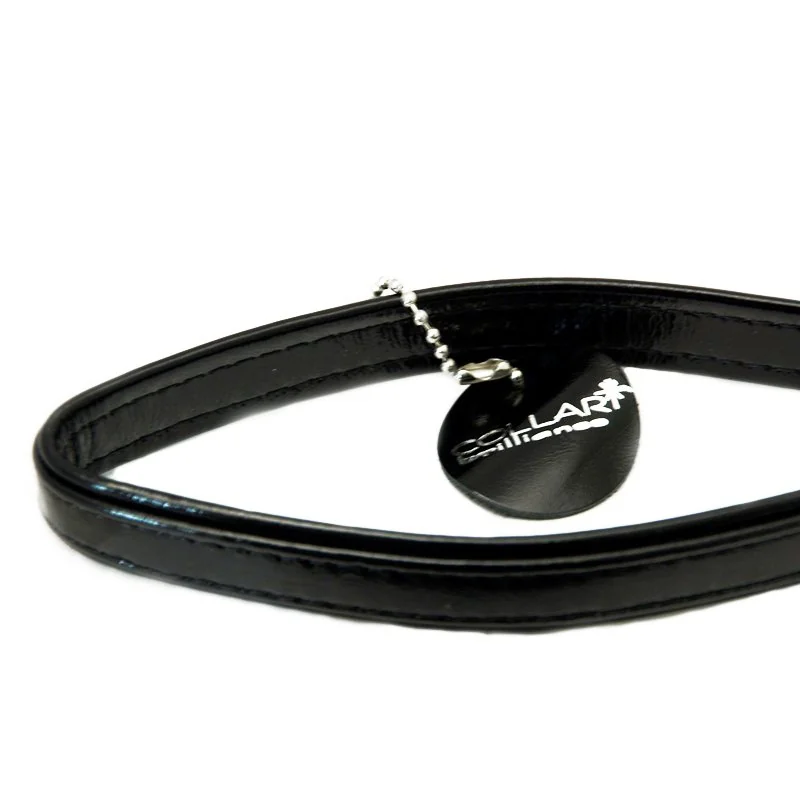 Lesklé čierne kožené vodítko 122cm, šírka: 13 mm