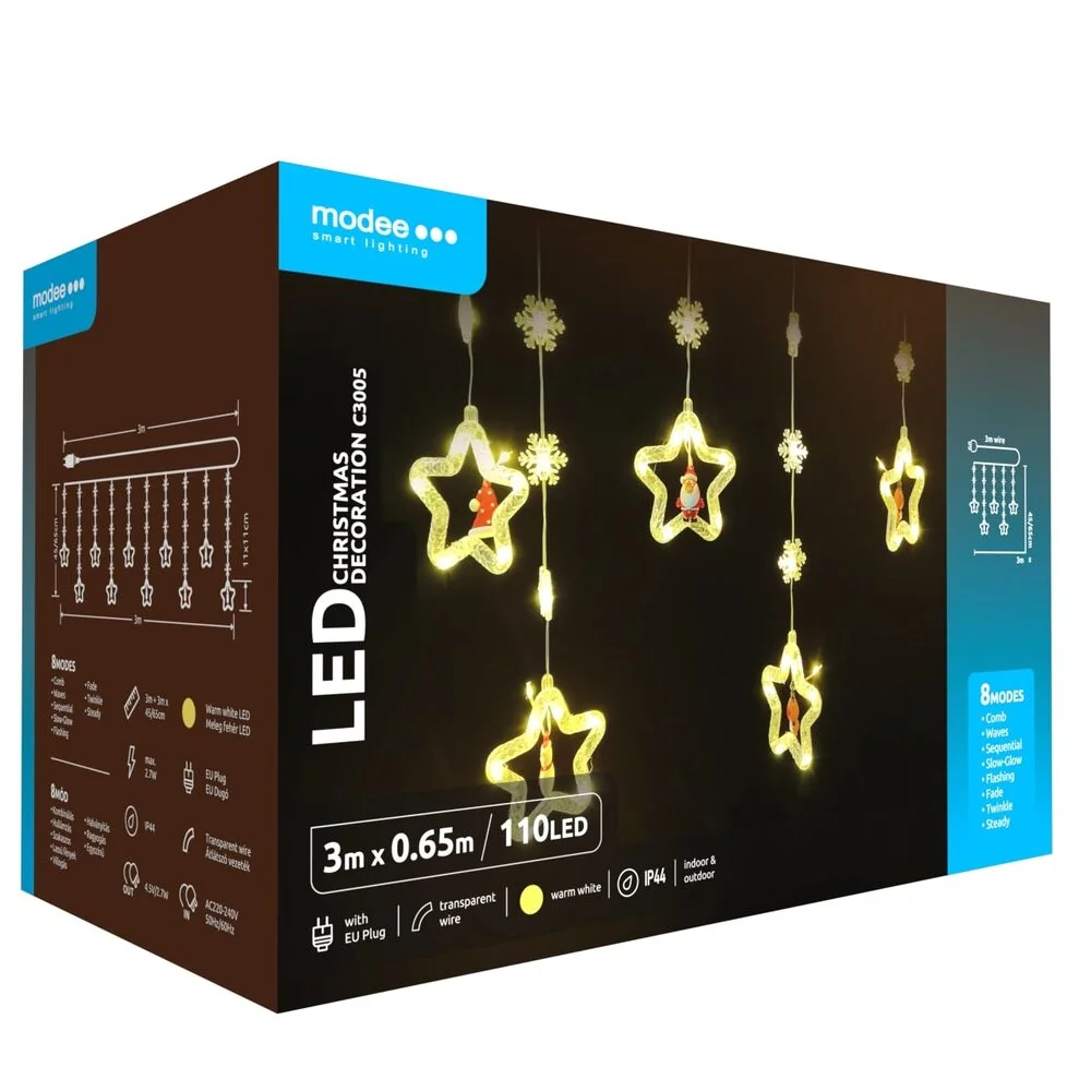 Modee Lighting LED dekorácia 110 LED 3m teplá biela hviezdičky