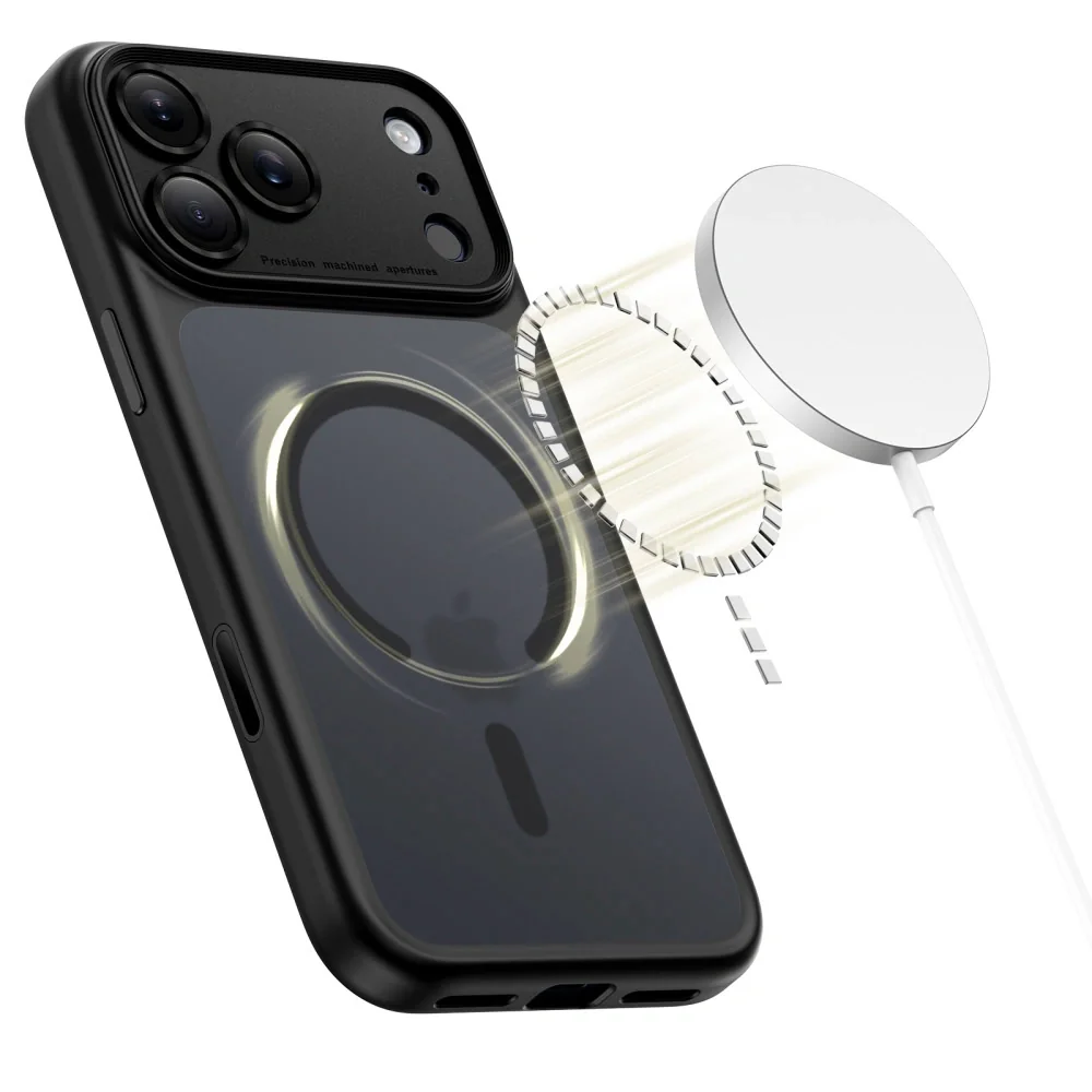 Tech-Protect MagPeak MagSafe CC kryt na iPhone 17 Pro Max, matný čierny y