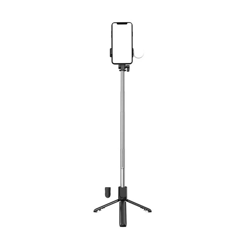 MG Telescopic Bluetooth selfie tyč s LED svetlom 1m, čierna