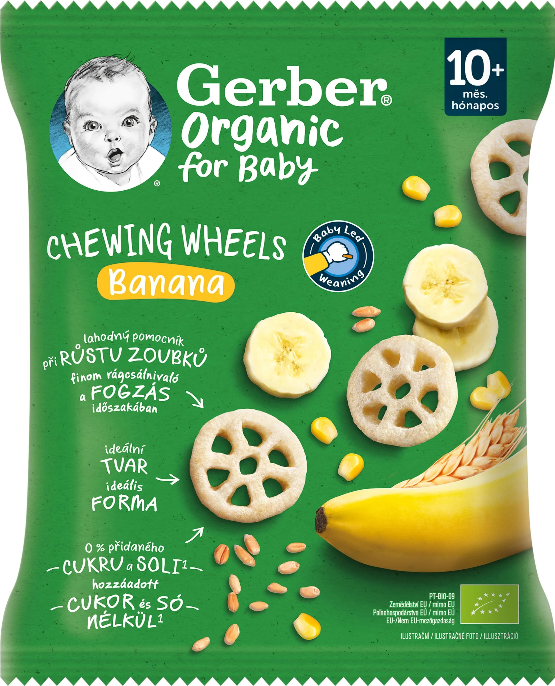 Gerber Organic Chrumkavé kolieska banánové 1×28 g, chrumkavé kolieska