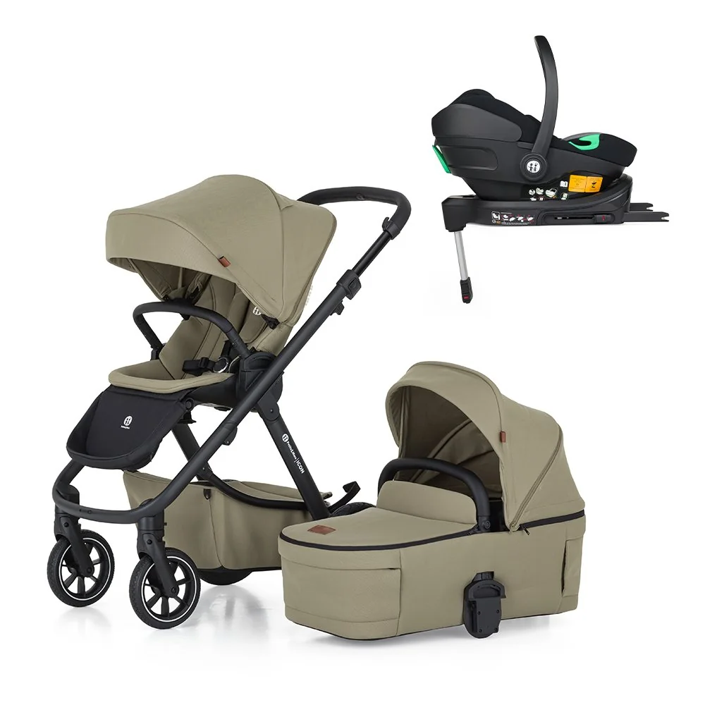 Kočík kombinovaný ICON 2v1 Mossy Green LITE RWS + Core Pro i-Size Black Grey + Báza