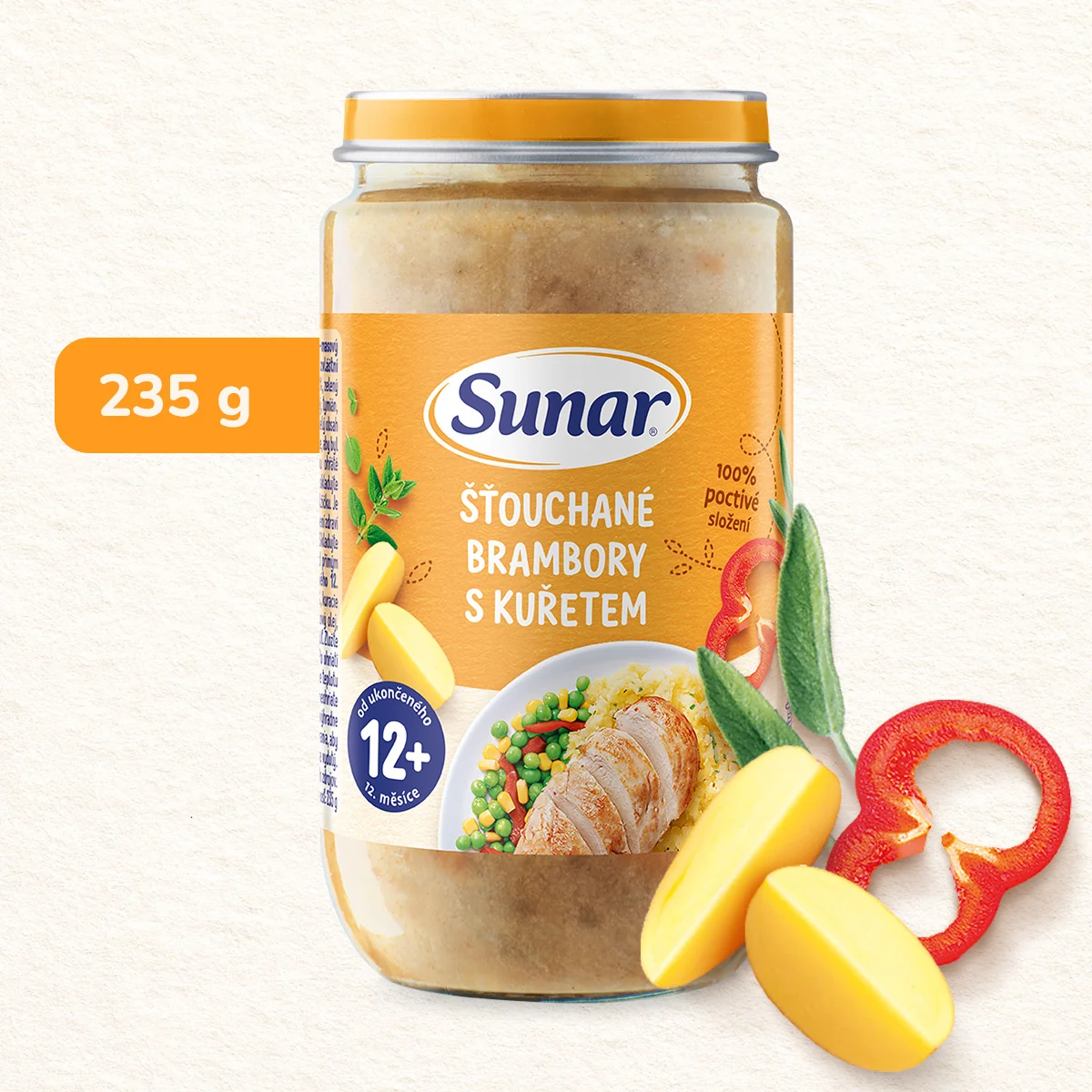 Sunar príkrm šťuchané brambory s kuraťom, 12m+ 235 g