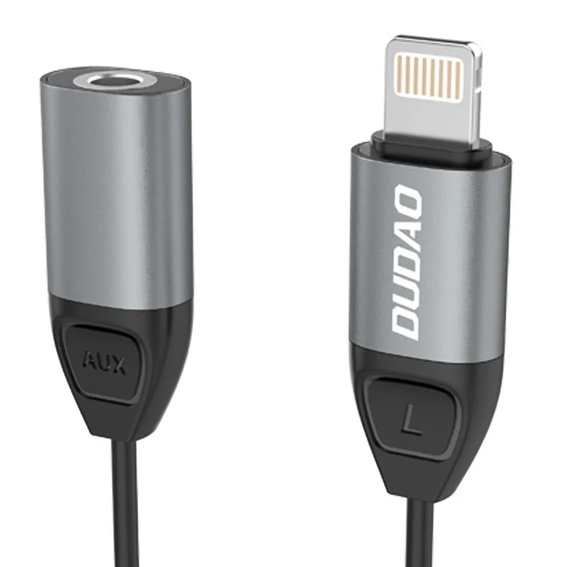 Dudao L17 adaptér Lightning / 3.5mm mini jack, sivý