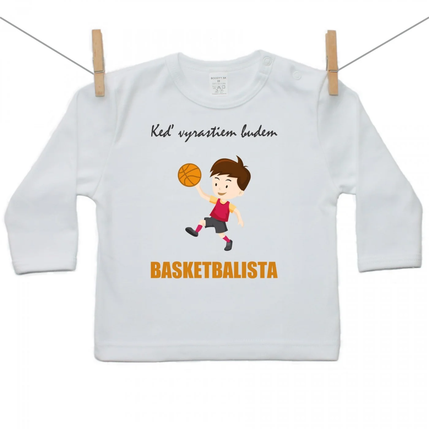 Boodyy Tričko s dlhým rukávom Keď vyrastiem budem basketbalista Veľkosť: 74