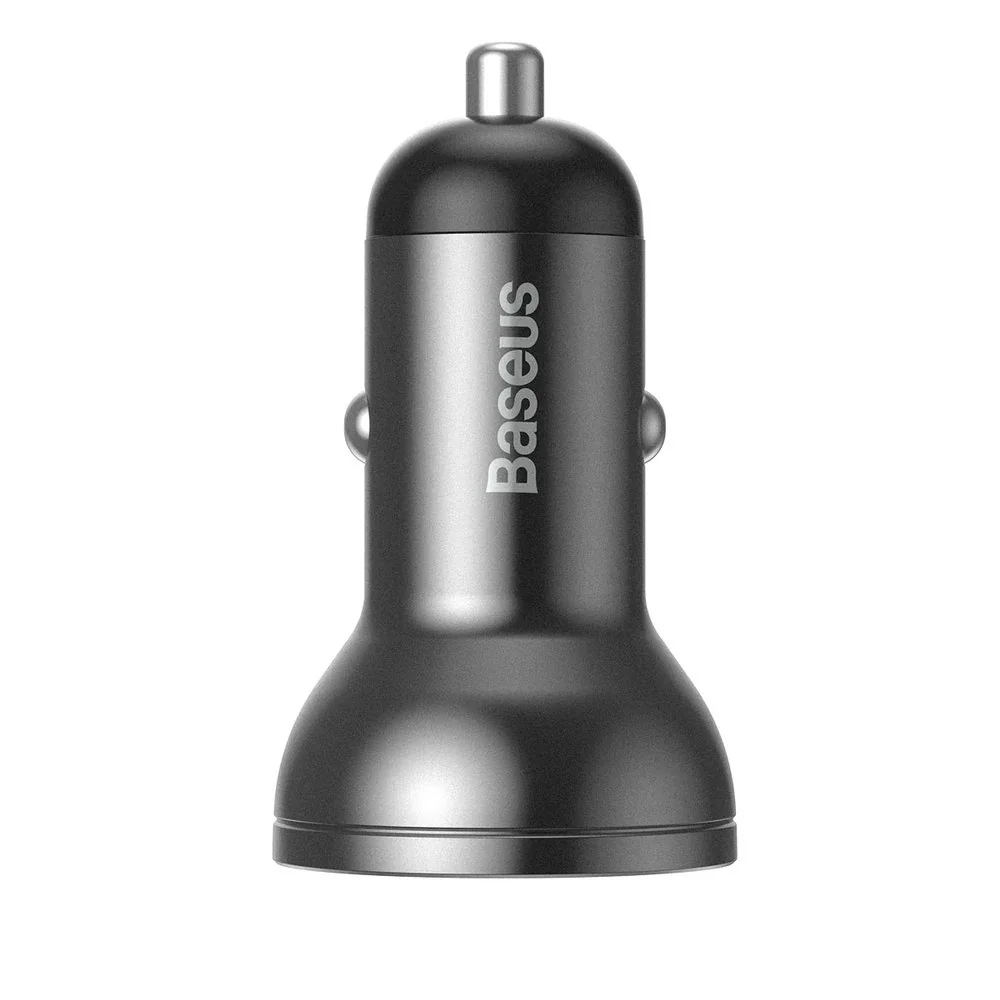 Baseus Digital Display 2x USB autonabíjačka 4.8A, sivá