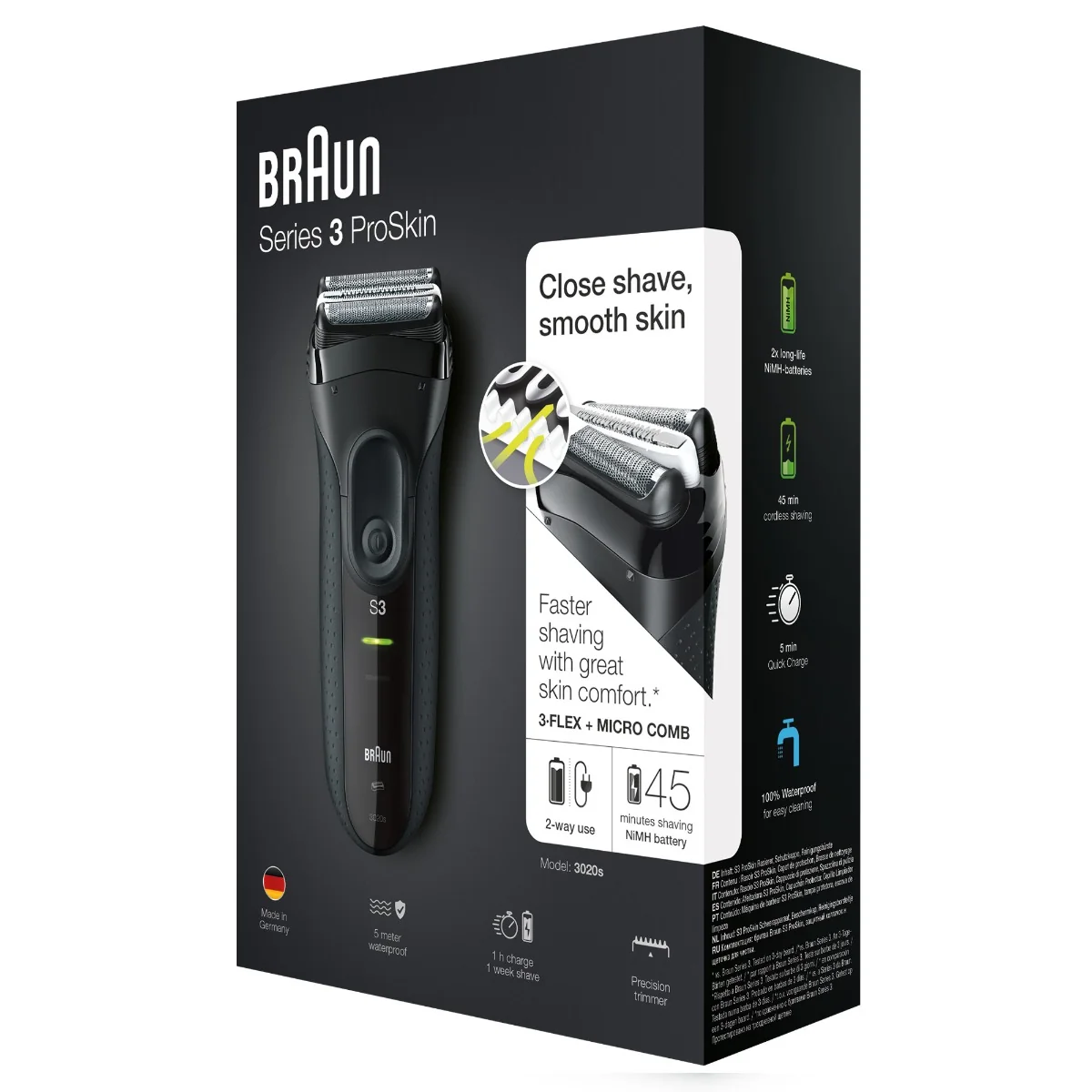 Holiaci strojček Braun S3 3020 Box Black 1CT 1×1 ks, holiaci stojček