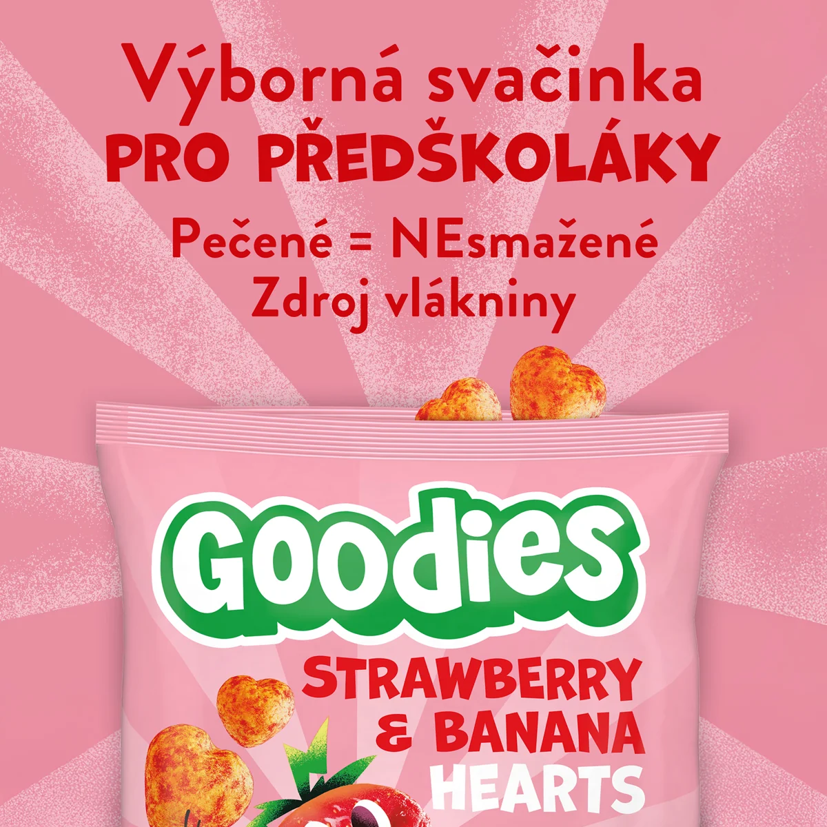 Goodies chrumky srdiečka banán a jahoda 30 g