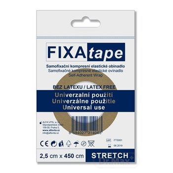 FIXAtape samofixačné elastické ovínadlo STRETCH 1×1 ks, kompresné, bez latexu 2,5cm x 450cm