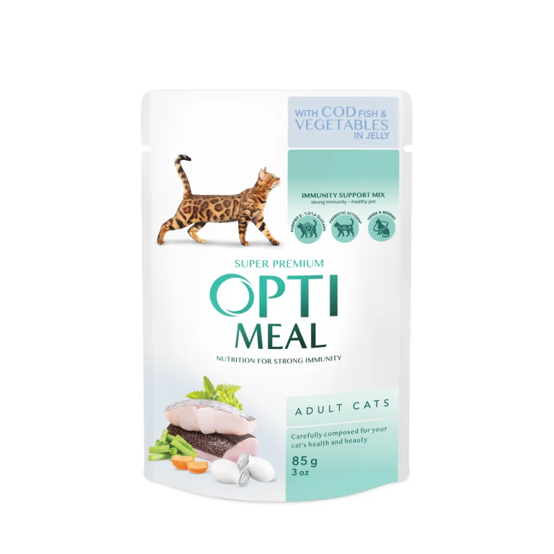 OPTIMEAL™ Superpremium kapsička pre mačky s treskou a zeleninou v želé 85 g (4041)