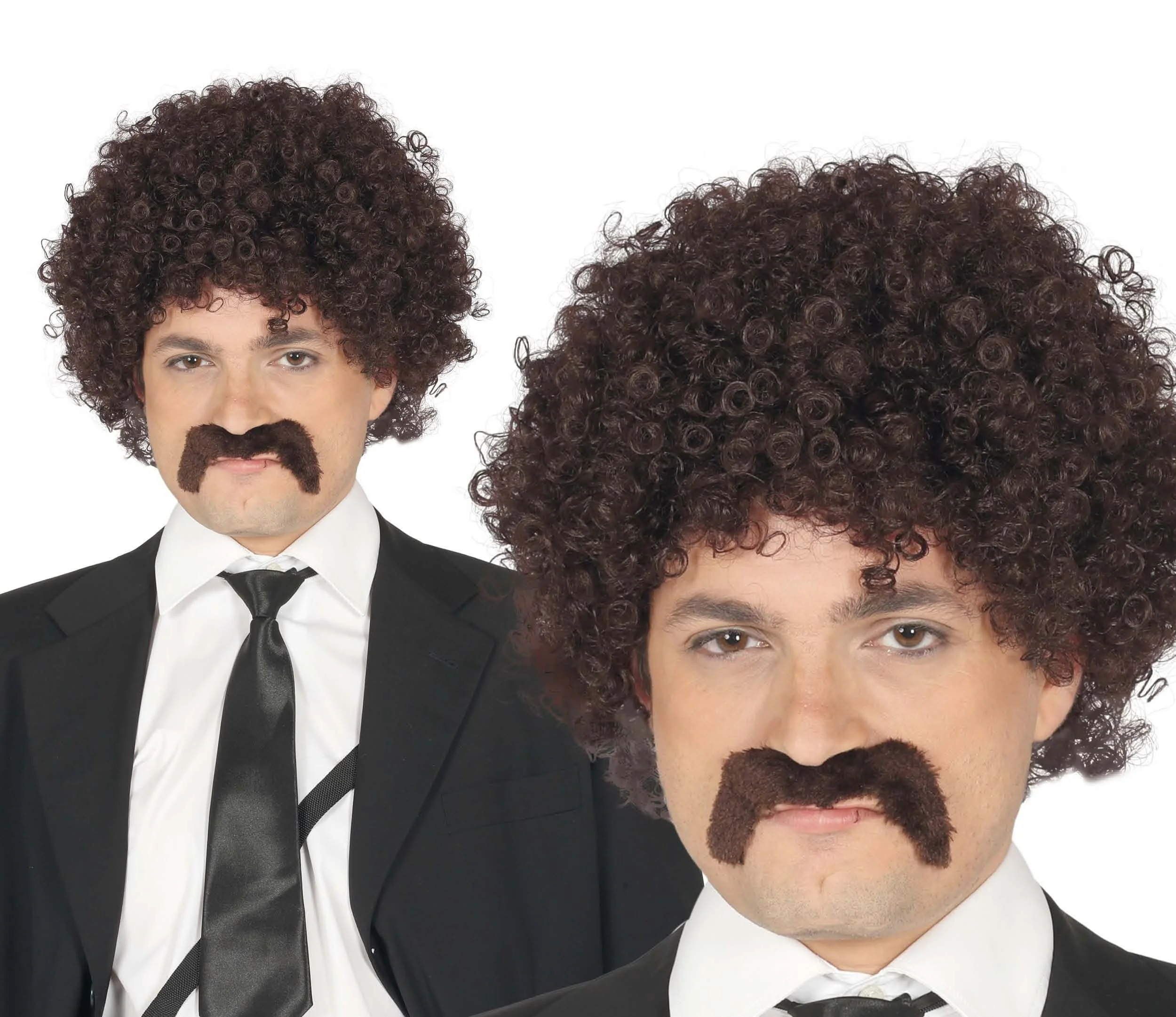 Parochňa hnedé kučery+fúz