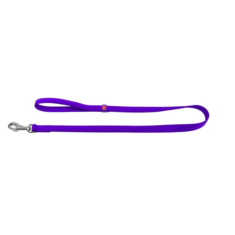 Ploché kožené vodítko fialovej farby 122cm, šírka: 18 mm