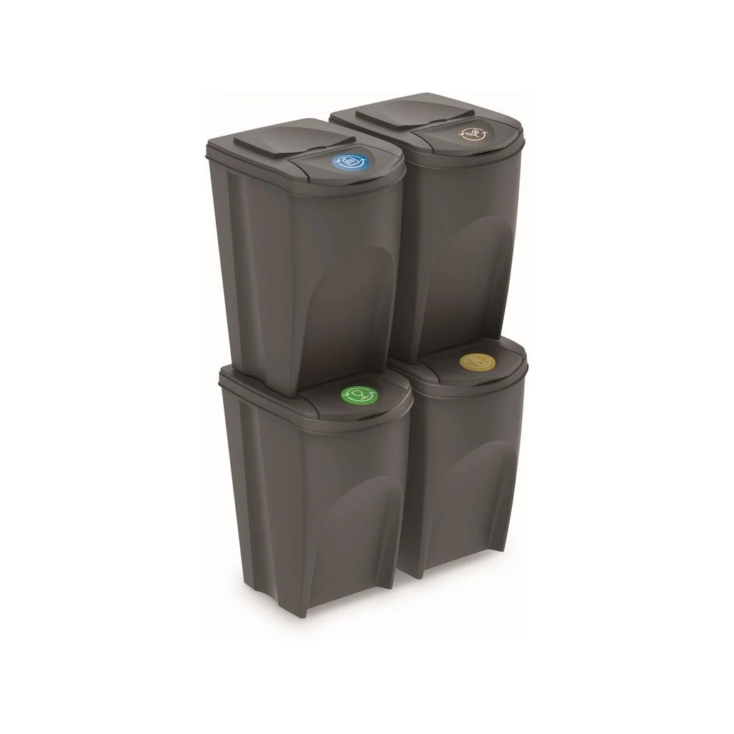 Odpadkový kôš Prosperplast na triedený odpad 4 x 35 l PH ŠE šedý IKWB35S4-405U