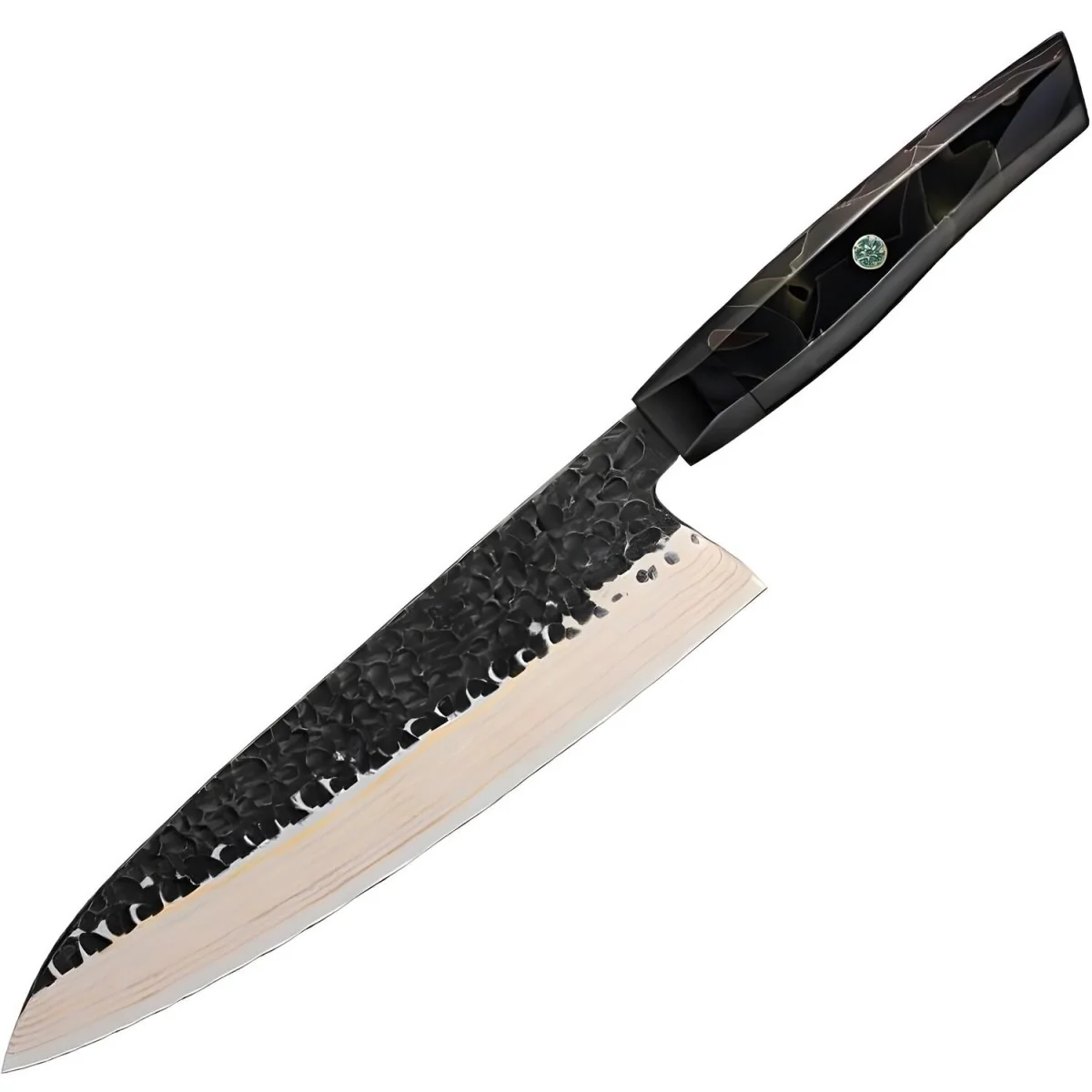 Damaškový kuchynský nôž Zankoku Chef/Čierna/Hnedá