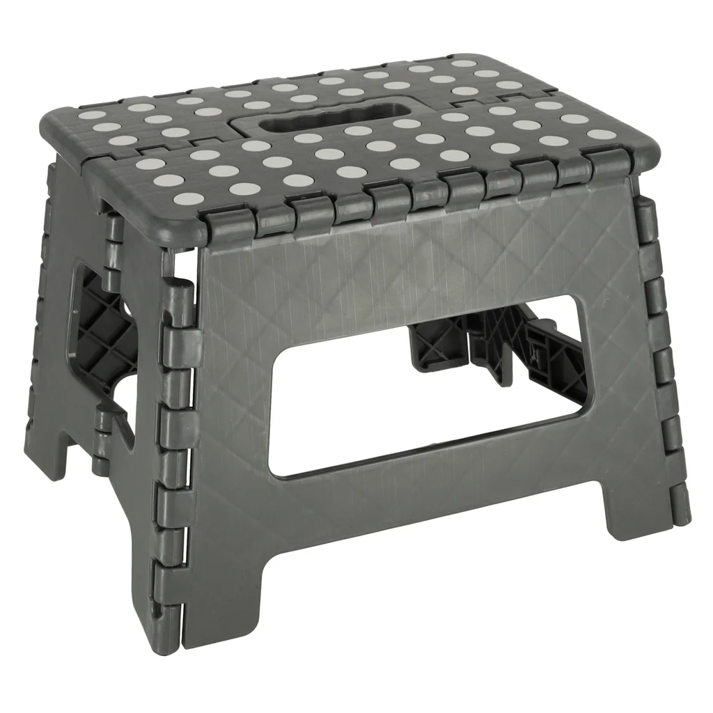 Sklápacia stolička/taburet 22 cm – protišmyková, tmavosivá, 150 kg