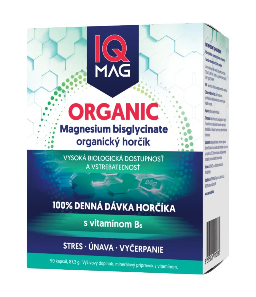 IQ Mag ORGANIC Mg+B6 1×90 ks, výživový doplnok