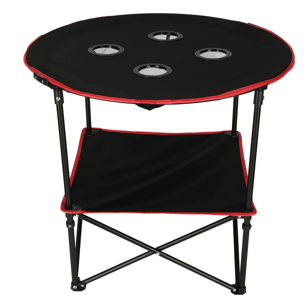 Skladací turistický, kempingový stôl 72×72×63 cm – čierny + taška na 4 poháre