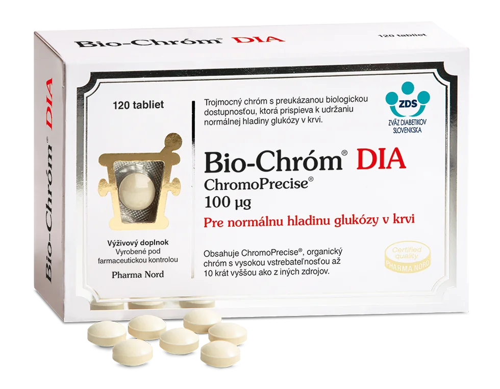 PHARMA NORD CROM DIA 100 MCG 120 tbl 1×120 tbl, výživový doplnok