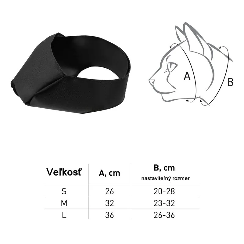 Náhubok pre mačky, Rozmery goliera: M